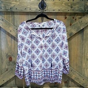 WOMENS LUCKY BRAND BOHO TASSEL TOP FREE SPIRIT FESTIVAL HIPPIE GYPSY